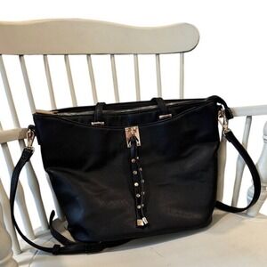 Gussaci Black Tote Bag Crossbody Purse Handbag Shoulder Dual‎ Interior
